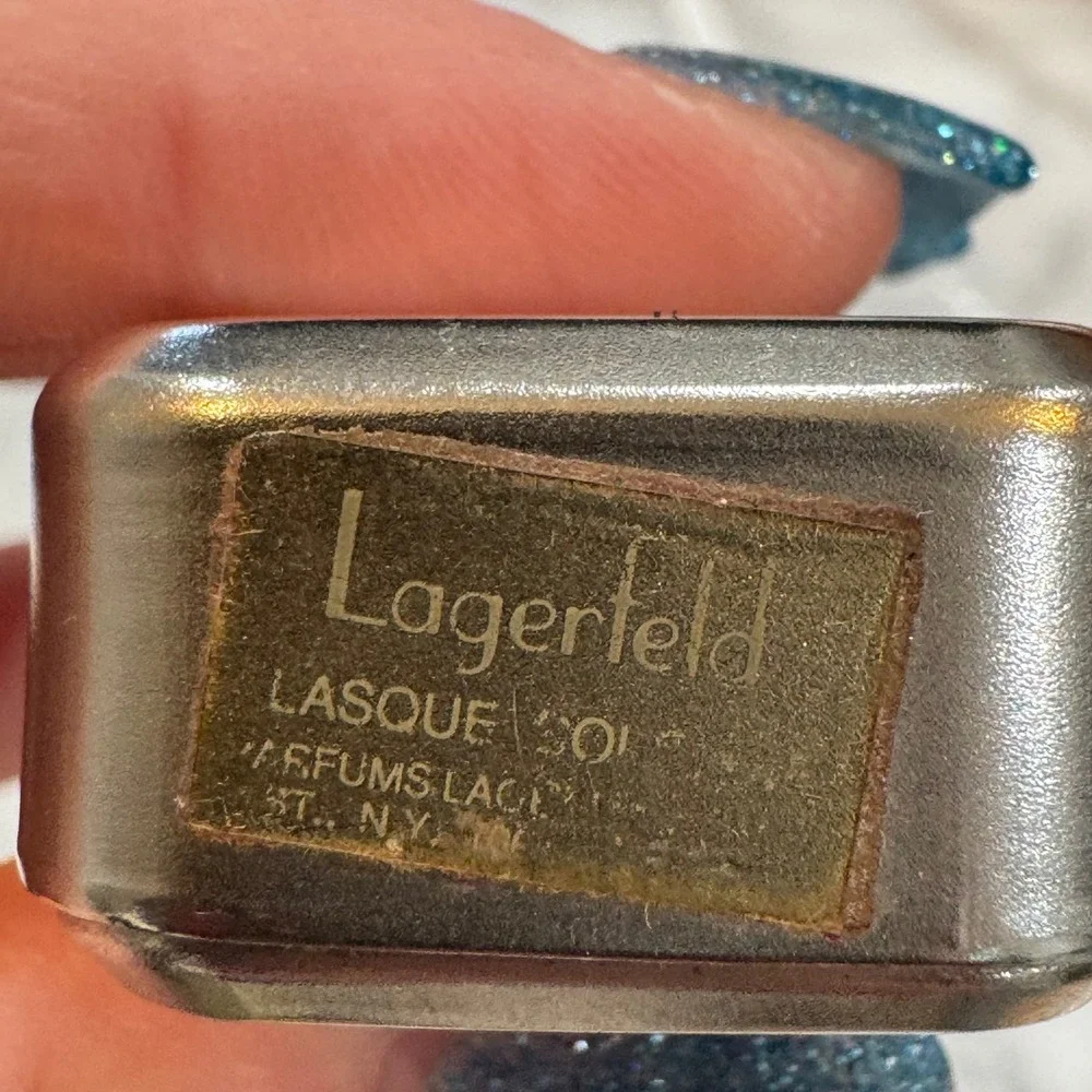 Vintage Lagerfeld Chrome Metal Cologne Spray Bottle Collectible Vanity Decor